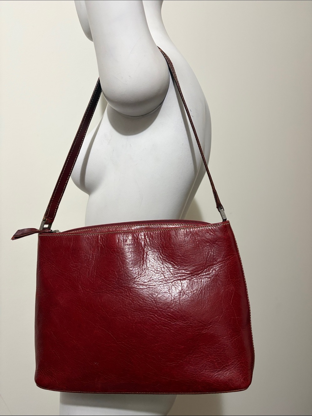 Kate Spade Vintage Leather Shoulder Bag in Deep Red Made in Italy